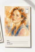 Custom Portrait Postcard - Watercolor Style Example